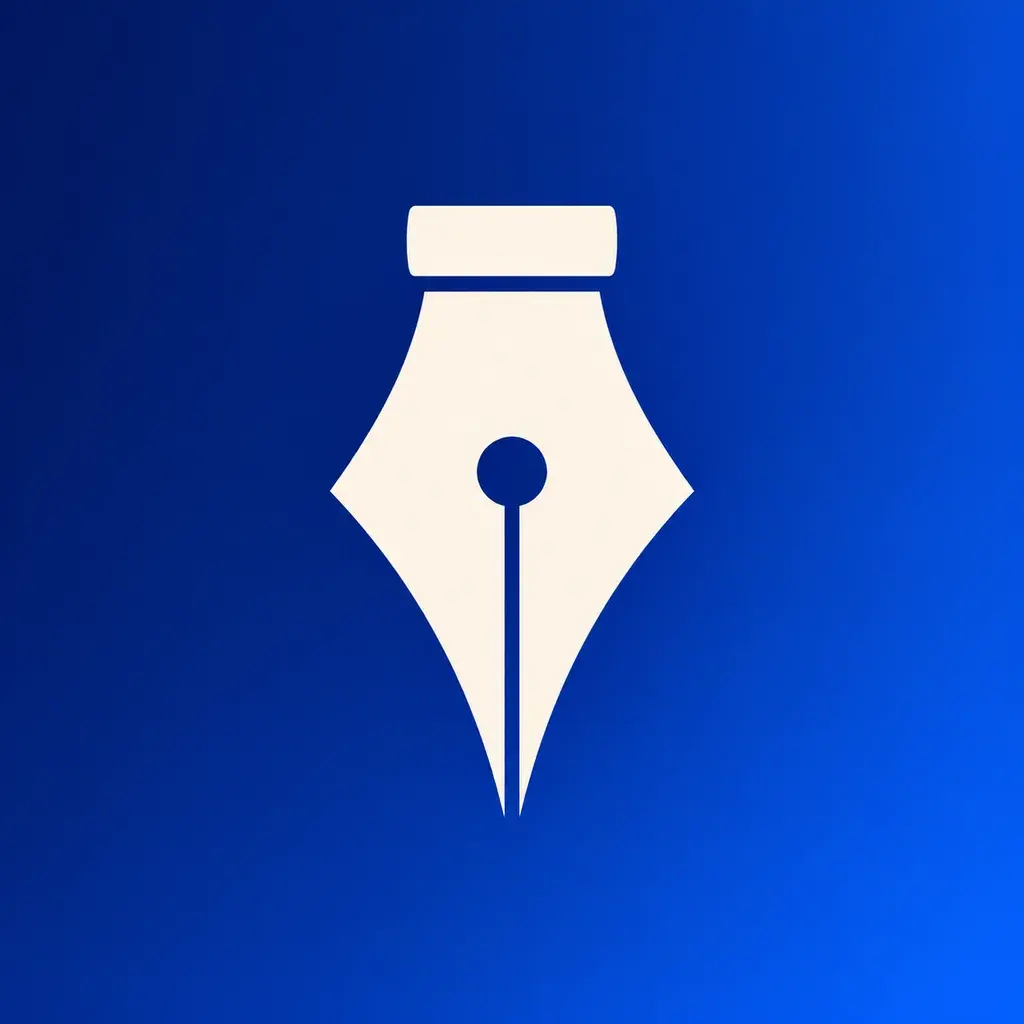 Ivory fountain pen nib on a deep blue gradient, generated by Codex's built-in image tool