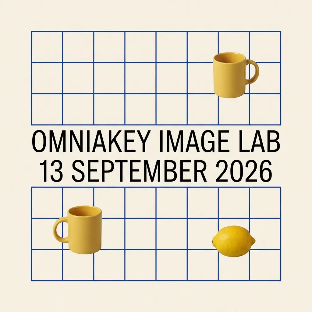 Nano Banana 2 poster with the exact text OmniaKey Image Lab and 13 September 2026