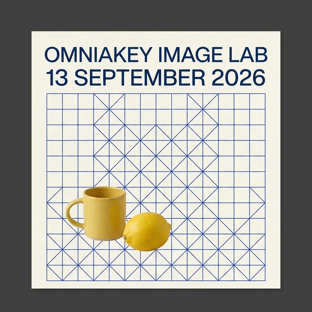 Nano Banana Pro poster with the exact text OmniaKey Image Lab and 13 September 2026