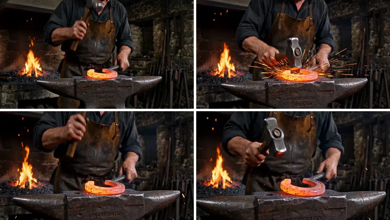 Four frames from the Wan 3.0 forge clip